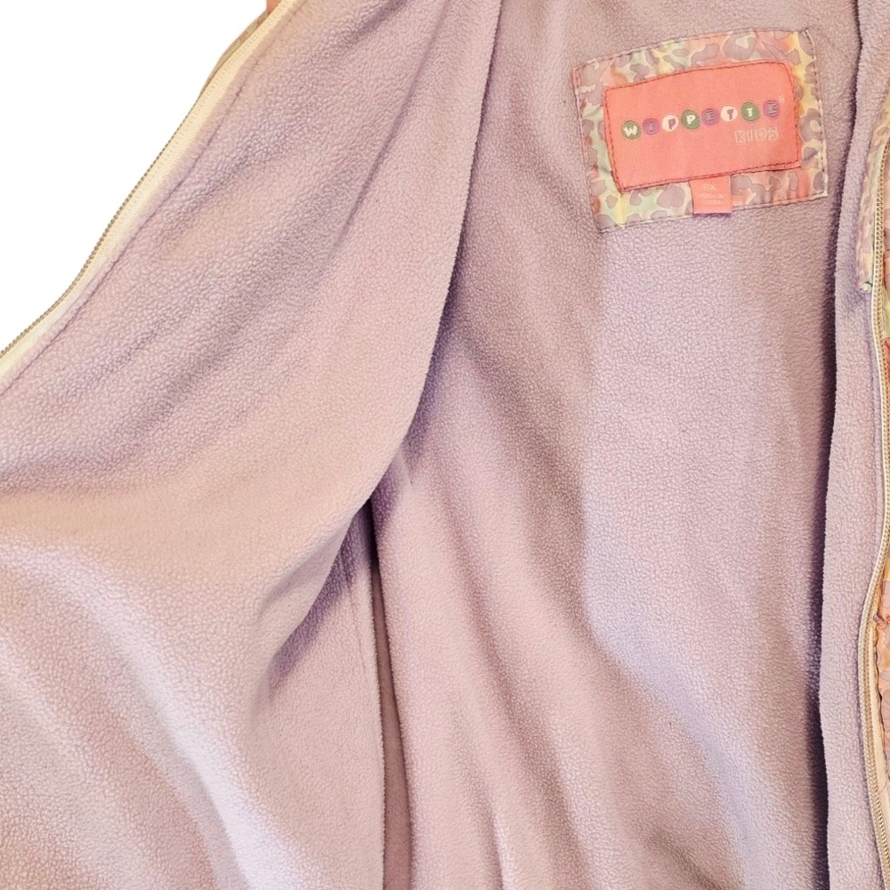Pastel Leopard Print Ruffle Puffer Jacket - Picture 4 of 7